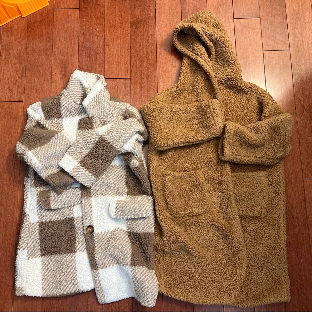 Size 5 Girls Cozy Coats Checkered and Brown 5Y SHEIN